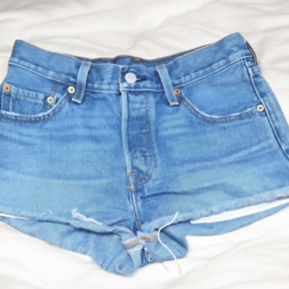 Levi's 501 Original High Rise Button Fly Denim Jean Shorts Size 25 (W25) Blue